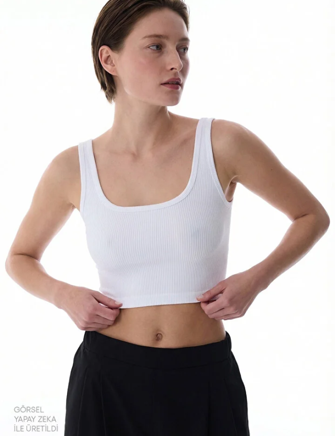 PH5U7P9X26IY Տոպ անթև  SEAMLESS SQUARE NECK CROP TOP