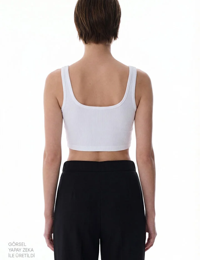 PH5U7P9X26IY Տոպ անթև  SEAMLESS SQUARE NECK CROP TOP