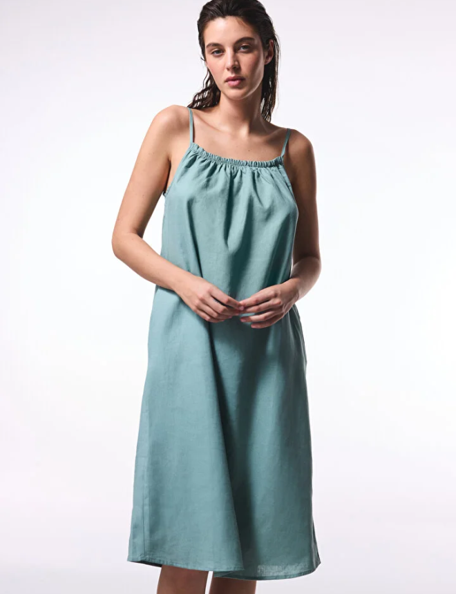 PL33QJQS25IY Շրջազգեստ անթև ծովափնյա  NATURAL ELBISE FASHION