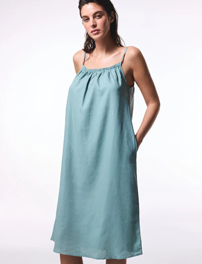 PL33QJQS25IY Շրջազգեստ անթև ծովափնյա  NATURAL ELBISE FASHION