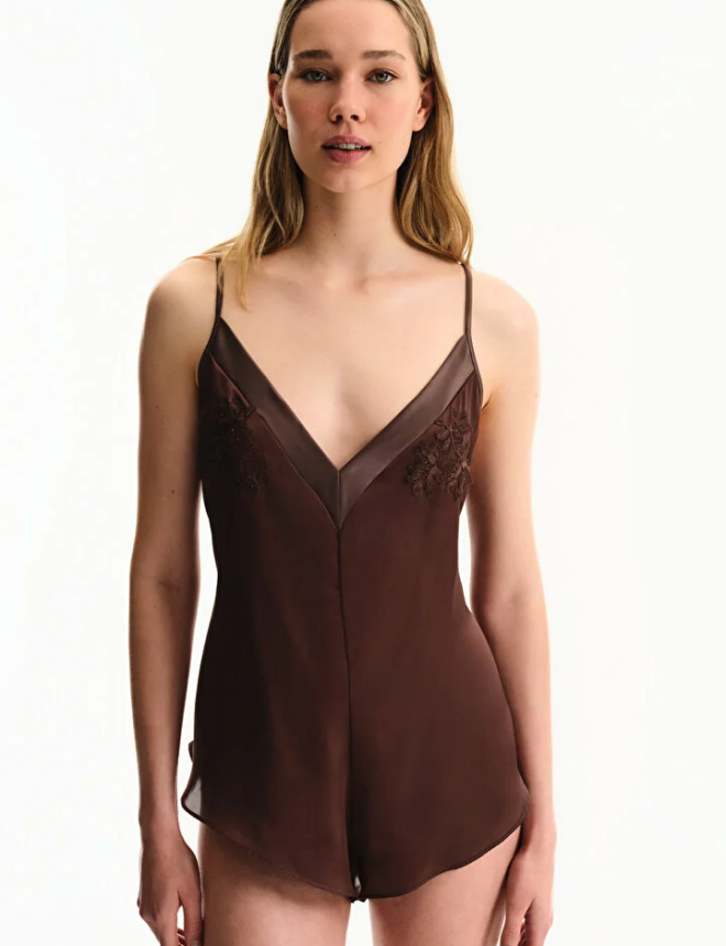 PLU31ZYJ26IY Կոմբինիզոն անթև  SATIN CHIFFON TEDDY