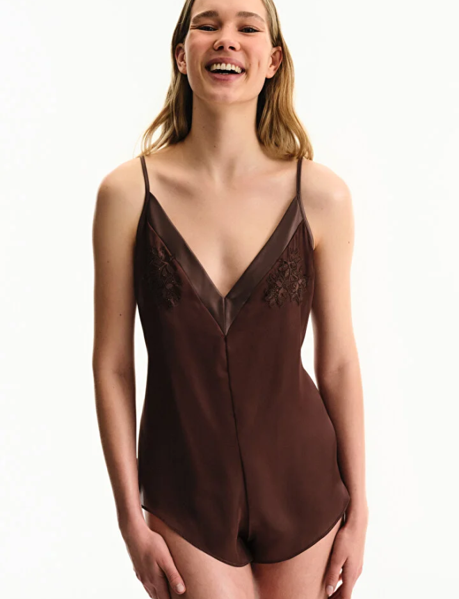 PLU31ZYJ26IY Կոմբինիզոն անթև  SATIN CHIFFON TEDDY