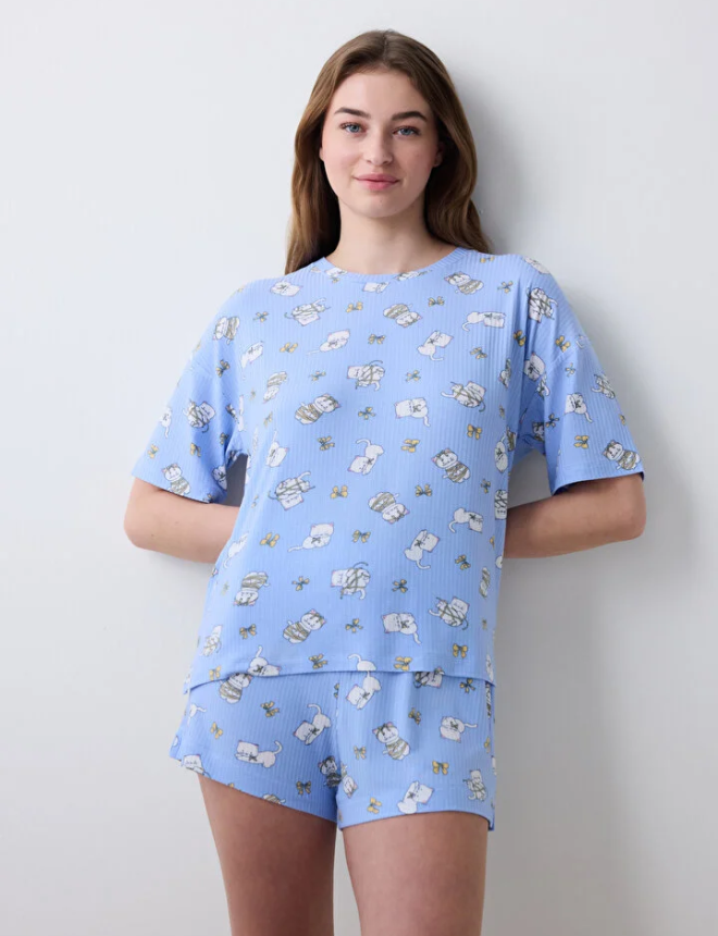 PNJO5A7825IY Գիշերազգեստ շապիկ կիսաթև BOWTIFUL PRINTED SS T-SHIRT FAHION